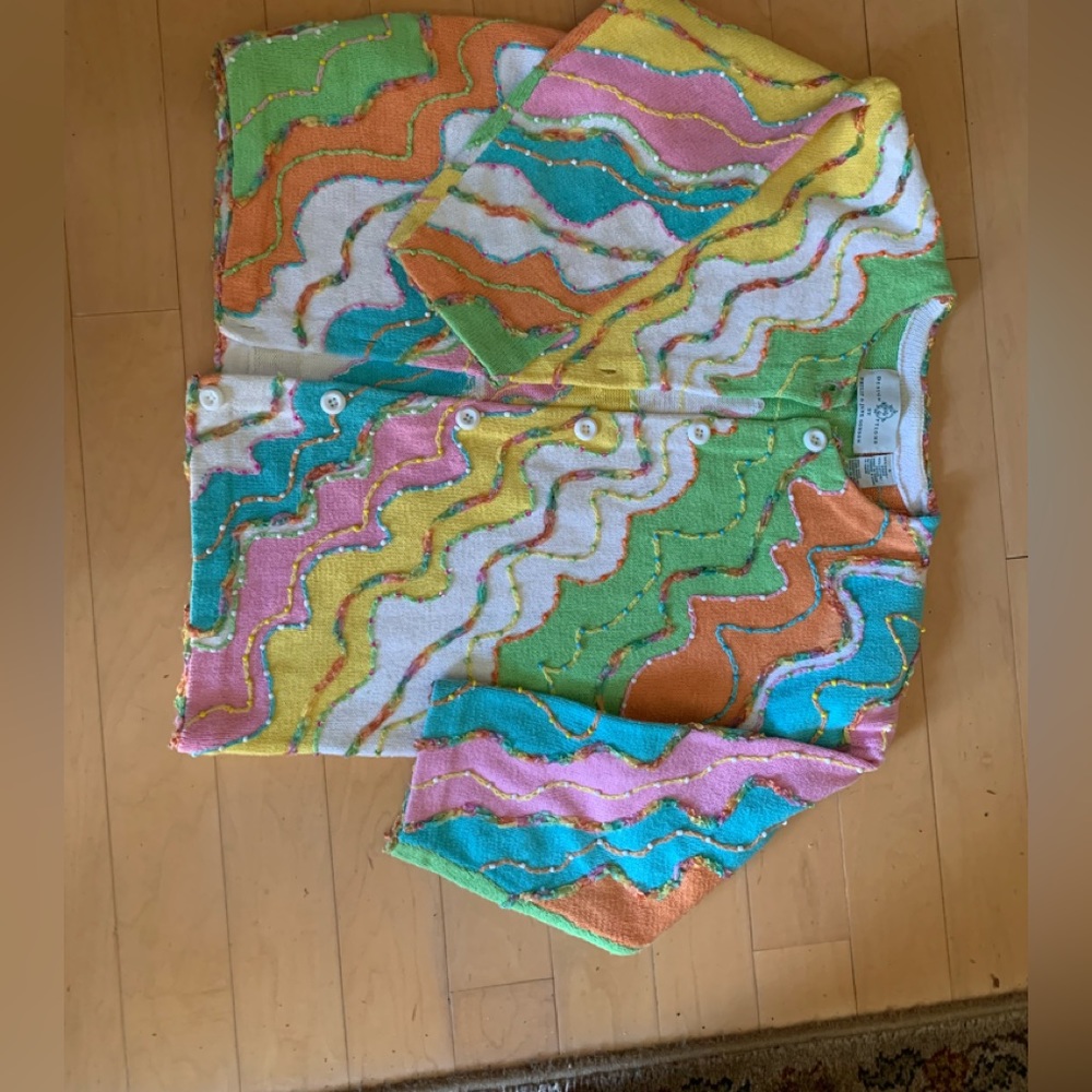 Beaded size s summer sweater, 3/4 sleeves, pastel colors